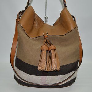 Burberry Brown Brit Canvas Check Ashby Bucket Bag